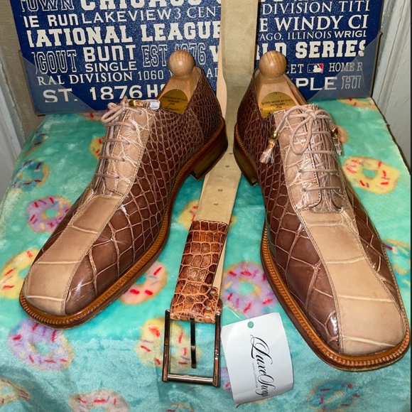 Fennix Italy Alligator shoes SZ10 and F&B Italy Suede/Alligator Belt SZ38 - Picture 6 of 6